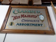 A twentieth century Clarnico chocolate advertising mirror (Framed).