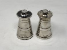 A pair of Hukin and Heath silver pepper mills (2)