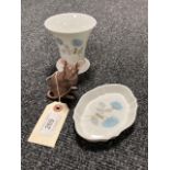 Beswick mouse together with two pieces of Wedgwood ice rose China