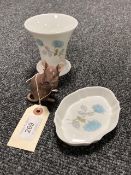 Beswick mouse together with two pieces of Wedgwood ice rose China