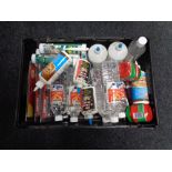 A crate of instant nails adhesive, white sprit, PVA glue,
