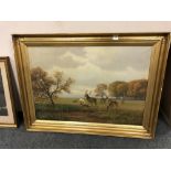 Continental school : oil on canvas, deer in a landscape,