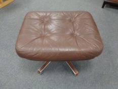 A mid century continental buttoned leather footstool