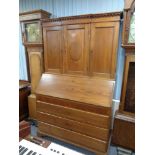 A nineteenth century oak fall front secretaire bureau bookcase