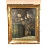 Continental school : oil on canvas depicting two monks,