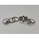 Five Sterling silver dress rings (5)