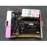 A Sega master system II with controller and leads together with three games - Chuck Rock,