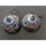 Two Tiffany style leaded glass light shades