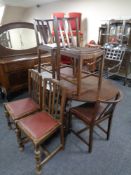 A 1930's oak pull out table,