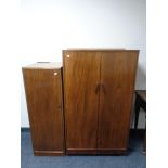 A 1930's walnut double door linen cabinet and sentry door cupboard