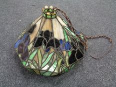 A Tiffany style leaded glass light shade