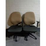 Five two tone swivel office chairs