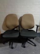 Five two tone swivel office chairs