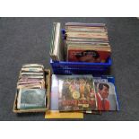 A box of vinyl LP records including The Beatles,
