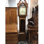 A nineteenth century oak and mahogany eight day longcased clock with painted dial,