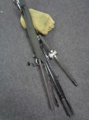 A collection of fishing rods - Jarvis Walker Mirage 10ft beach rod, Penn Senator rod etc,