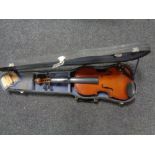 A Chinese violin in case with bow
