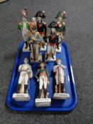 A tray of eight china military soldiers