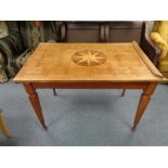 A beech parquetry inlaid table