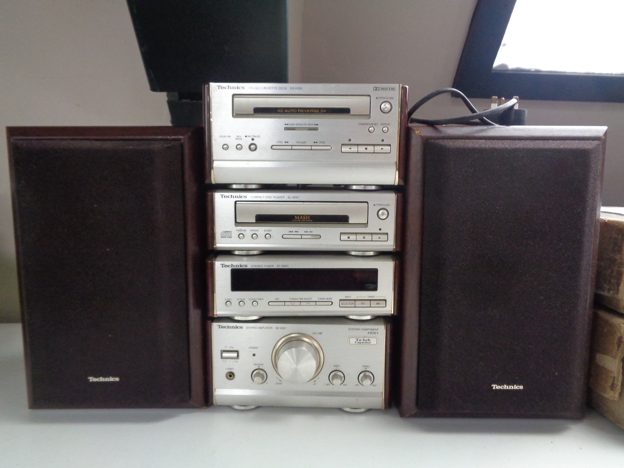 A Technics Hifi system with speakers