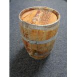 An oak coopered barrel, height 32.