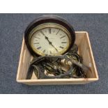 A box of wooden and brass wall clock,