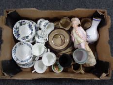 A box of bisque figure, Mayfair pottery tea service,