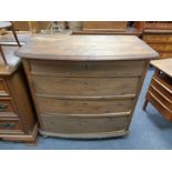 A nineteenth century pine four drawer chest