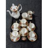 A tray of sixteen piece Royal Albert Old Country Roses tea service together with matching miniature