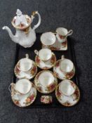 A tray of sixteen piece Royal Albert Old Country Roses tea service together with matching miniature