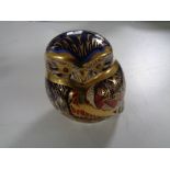 A Royal Crown Derby china owl paperweight