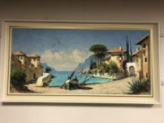 Continental school : oil on canvas, Italian Riviera, oil on canvas,