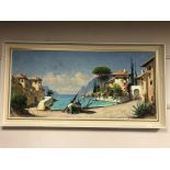 Continental school : oil on canvas, Italian Riviera, oil on canvas,