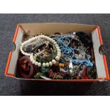 A box of assorted costume jewellery