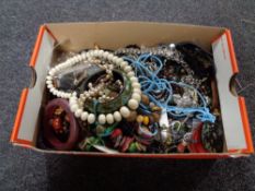 A box of assorted costume jewellery