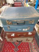 Four vintage luggage cases