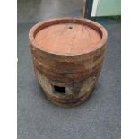 An oak coopered barrel,