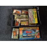 A basket of Airfix crusader tank and assorted wagons,