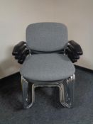 Four Turnbull Furniture office armchairs on tubular metal legs