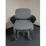 Four Turnbull Furniture office armchairs on tubular metal legs