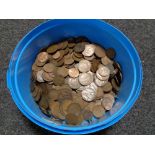 A tub of pre decimal pennies and half pennies