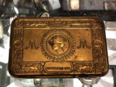 A gilt brass 1914 Princess Mary Christmas tin