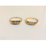 Two 18ct gold five stone diamond rings