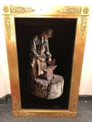 Continental School : Blacksmith, oil on board, signed.