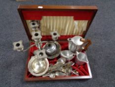 A cutlery box containing canteen of cutlery, plated wares,