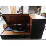 A twentieth century teak cased Dynatron music centre with Garrard turn table & speakers