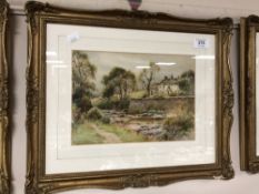 Harry Sticks (1867-1938), The Wear Low St. Johns Chapel , watercolour, signed, in gilt frame.