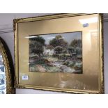 Harry Sticks (1867-1938), Dwelling in rural setting, watercolour, signed, in gilt frame.