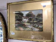 Harry Sticks (1867-1938), Dwelling in rural setting, watercolour, signed, in gilt frame.