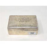 A George V silver cigarette case, London 1918, maker's mark rubbed, engraved 'Captain T.W. Porter M.